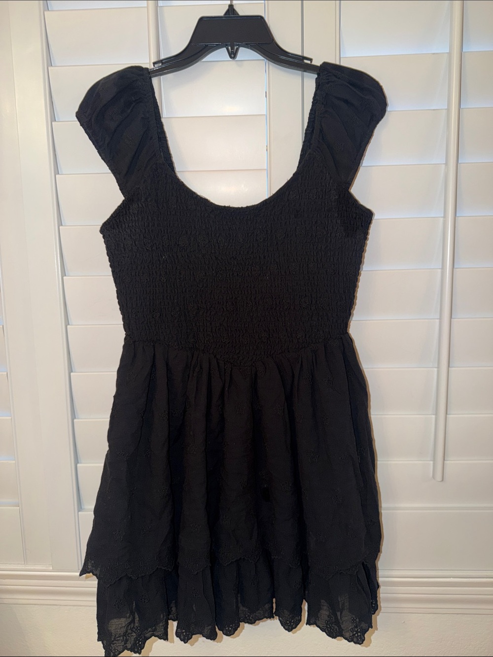American Eagle Black Smocked Tiered Mini Dress
